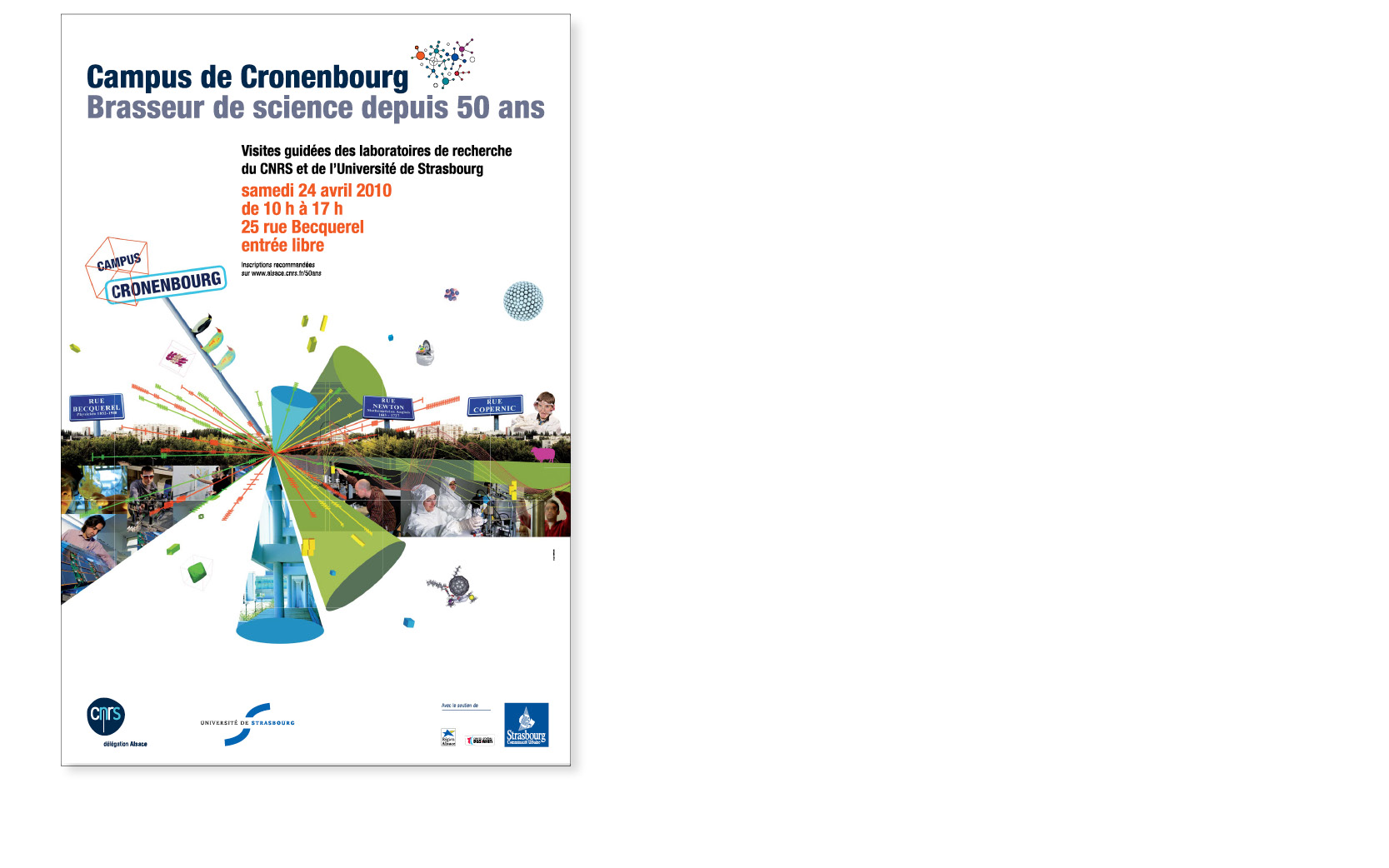 Affiche Mupi à l'occasion des 50 ans du Campus de Cronenbourg pour le CNRS, 2010.